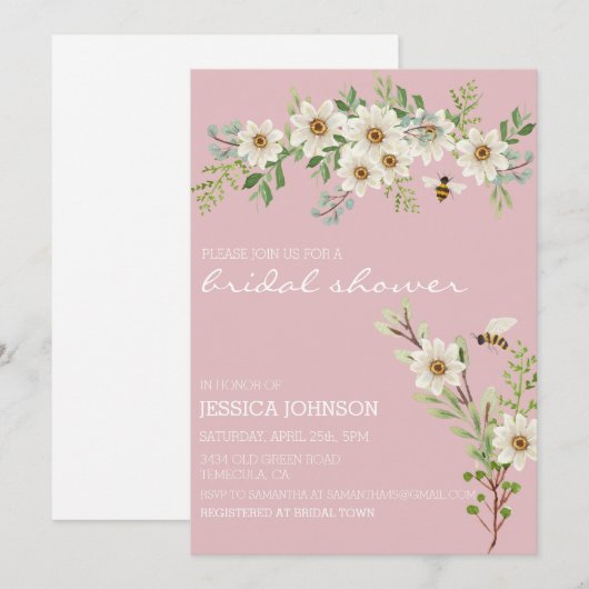 Vrijgezellenfeest Waterverf Floral Daisy Spring In Kaart (Voorkant / Achterkant)