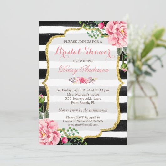 Vrijgezellenfeest Waterverf Floral Gold Glitter De Kaart (Staand voorkant)