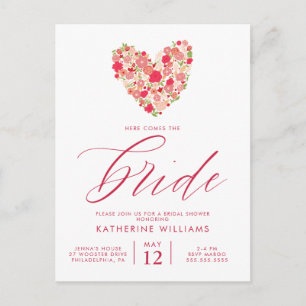 VRIJGEZELLENFEEST Waterverf Floral Heart Briefka Briefkaart