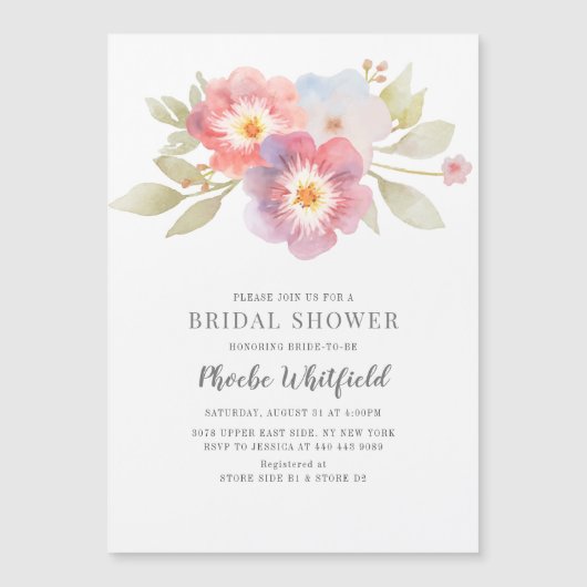 Vrijgezellenfeest Waterverf Floral Moderne botanis Magnetische Uitnodiging (Voorkant)