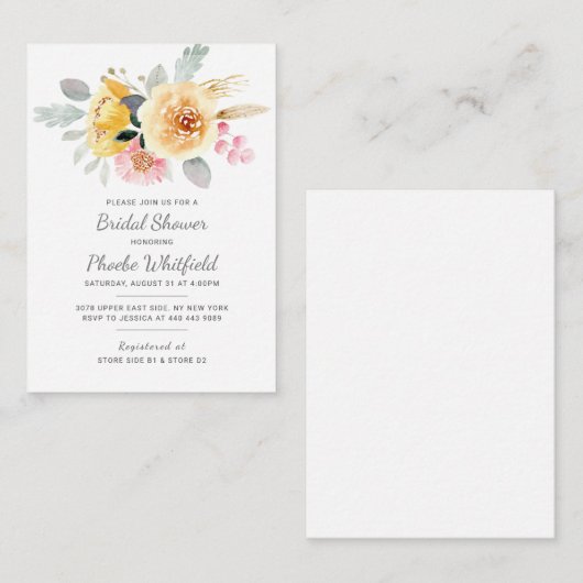 Vrijgezellenfeest Waterverf Floral Moderne botanis Notitiekaartje (Voorkant / Achterkant)