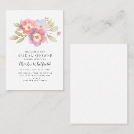 Vrijgezellenfeest Waterverf Floral Moderne botanis Notitiekaartje (Voorkant / Achterkant)