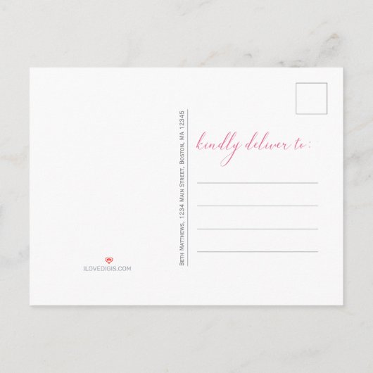 Vrijgezellenfeest Waterverf Floral Pink Paars Peon Uitnodiging Briefkaart (Achterkant)