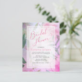 Vrijgezellenfeest Waterverf Floral Pink Paars Peon Uitnodiging Briefkaart (Staand voorkant)