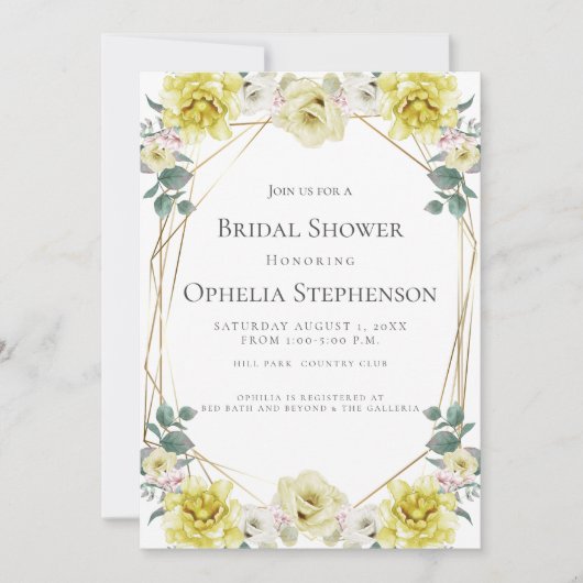 VRIJGEZELLENFEEST | Waterverf Gele Bloemen Kaart (Voorkant)