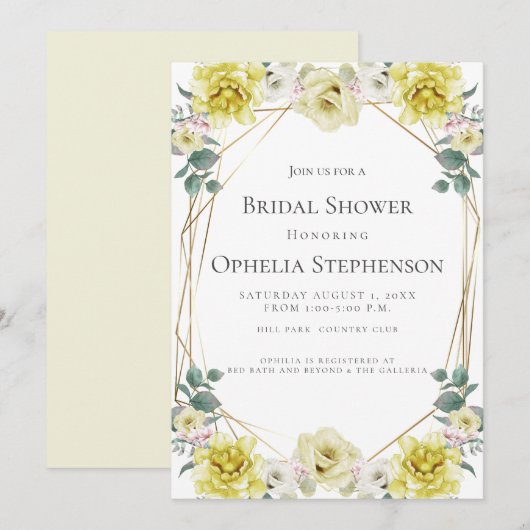 VRIJGEZELLENFEEST | Waterverf Gele Bloemen Kaart (Voorkant / Achterkant)