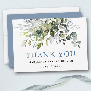 Vrijgezellenfeest Waterverf Greenery Dusty Blue Bedankkaart