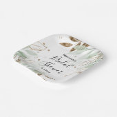 vrijgezellenfeest waterverf groen goud botanische  papieren bordje (Gebogen)