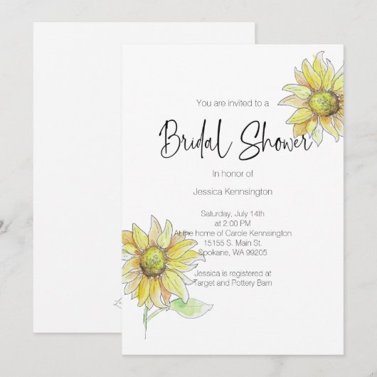 Vrijgezellenfeest Waterverf Herfst Zonnebloem Uitn Kaart (Voorkant / Achterkant)