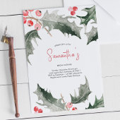 Vrijgezellenfeest Waterverf Holly Kerstmis Kaart