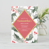 Vrijgezellenfeest Waterverf Holly Kerstmis Kaart (Staand voorkant)