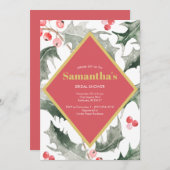 Vrijgezellenfeest Waterverf Holly Kerstmis Kaart (Voorkant / Achterkant)