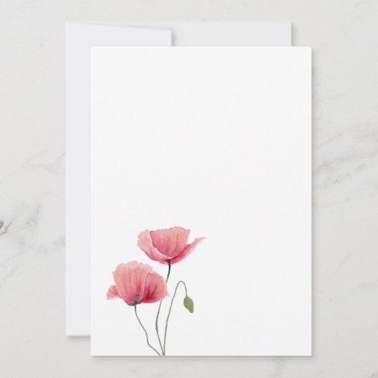 VRIJGEZELLENFEEST | Waterverf papaver Kaart (Achterkant)