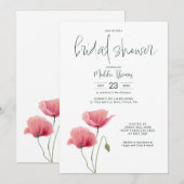 VRIJGEZELLENFEEST | Waterverf papaver Kaart (Voorkant / Achterkant)