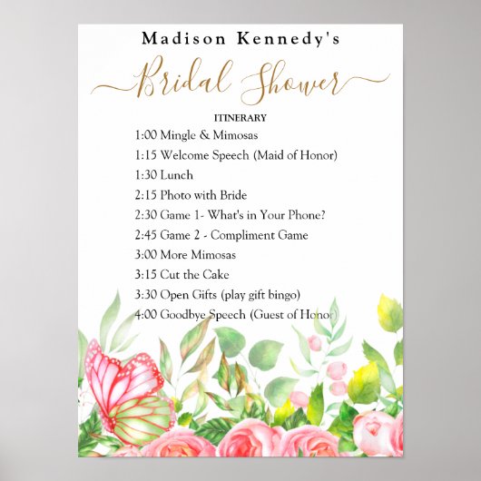 Vrijgezellenfeest Waterverf reisplan Floral Poster (Voorkant)