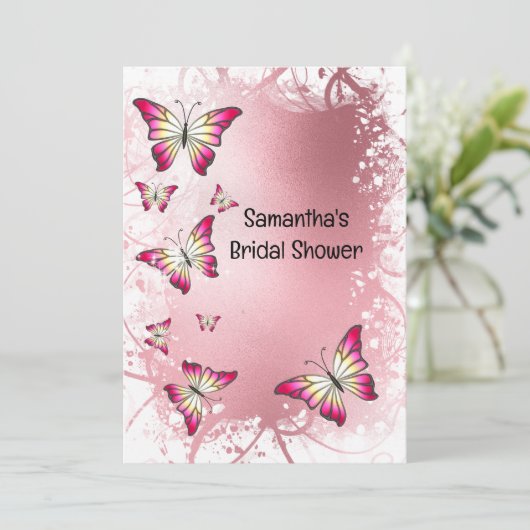 Vrijgezellenfeest waterverf roos roze goud kaart (Staand voorkant)