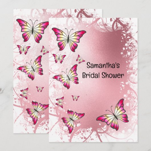 Vrijgezellenfeest waterverf roos roze goud kaart (Voorkant / Achterkant)