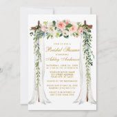 Vrijgezellenfeest Waterverf Roze Floral Canopy Gol Kaart (Voorkant)