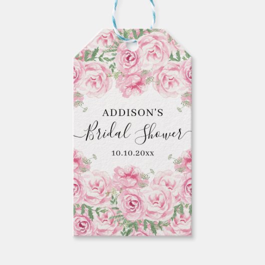 Vrijgezellenfeest Waterverf Rozen Cadeaulabel (Voorkant)