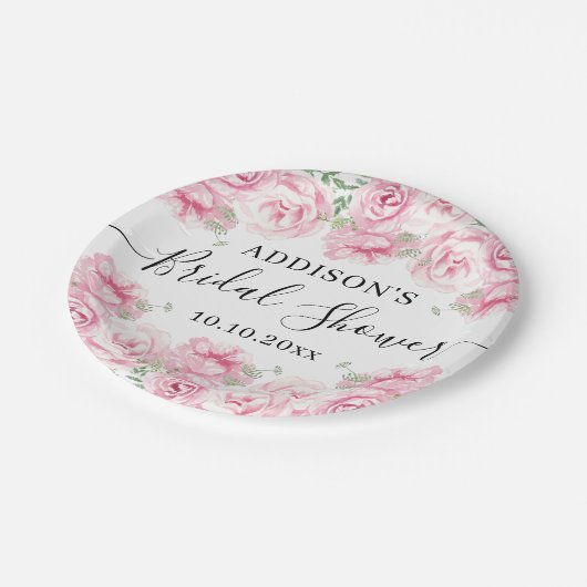 Vrijgezellenfeest Waterverf Rozen Papieren Bordje (Gekanteld)