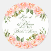 Vrijgezellenfeest Waterverf Rozen Ronde Sticker (Voorkant)