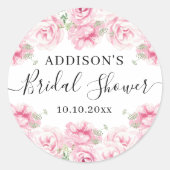 Vrijgezellenfeest Waterverf Rozen Ronde Sticker (Voorkant)