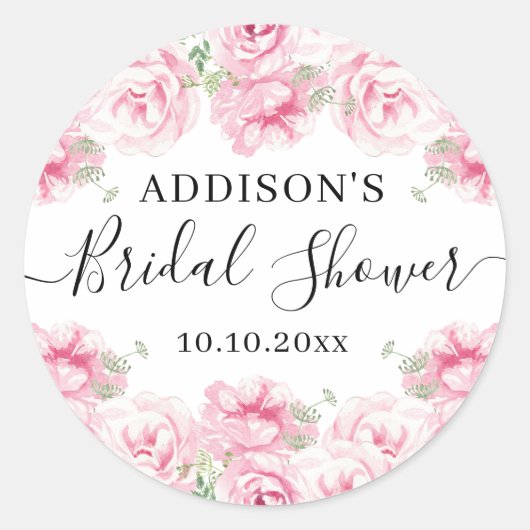 Vrijgezellenfeest Waterverf Rozen Ronde Sticker (Voorkant)