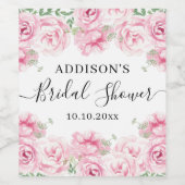 Vrijgezellenfeest Waterverf Rozen Wijn Etiket (Enkel label)