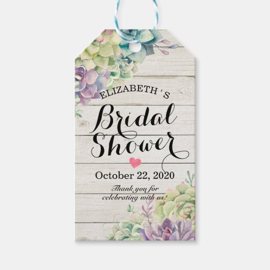 Vrijgezellenfeest Waterverf Succulenten Rustisch H Cadeaulabel (Voorkant)