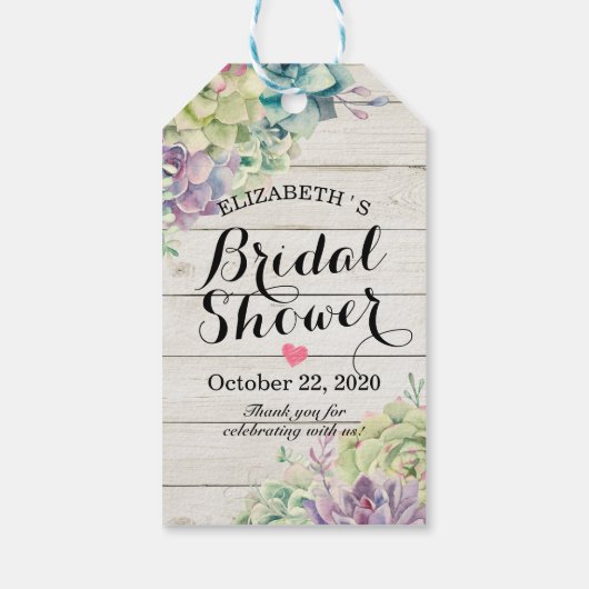 Vrijgezellenfeest Waterverf Succulenten Rustisch H Cadeaulabel (Achterkant)