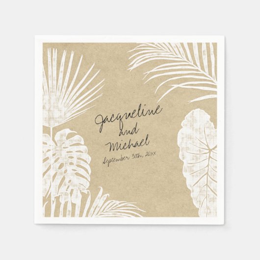 Vrijgezellenfeest Waterverf Tropical Leaf Kraft Ar Servet (Voorkant)