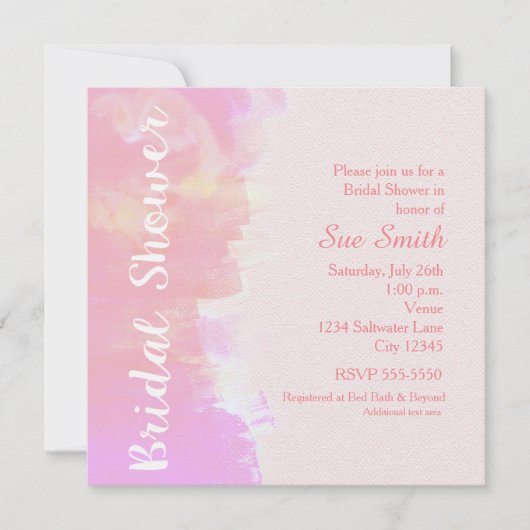 VRIJGEZELLENFEEST Waterverf Tropisch Roze Invitati Kaart (Voorkant)