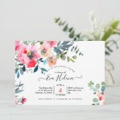 Vrijgezellenfeest, Waterverf tuin Rozen, rode ombr Kaart (Staand voorkant)