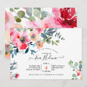 Vrijgezellenfeest, Waterverf tuin Rozen, rode ombr Kaart (Voorkant / Achterkant)