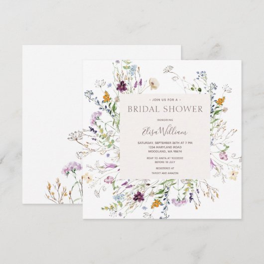 Vrijgezellenfeest Waterverf van wilde bloemen Kaart (Voorkant / Achterkant)