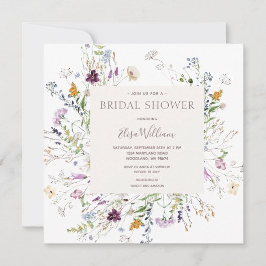 Vrijgezellenfeest Waterverf van wilde bloemen Kaart (Voorkant)