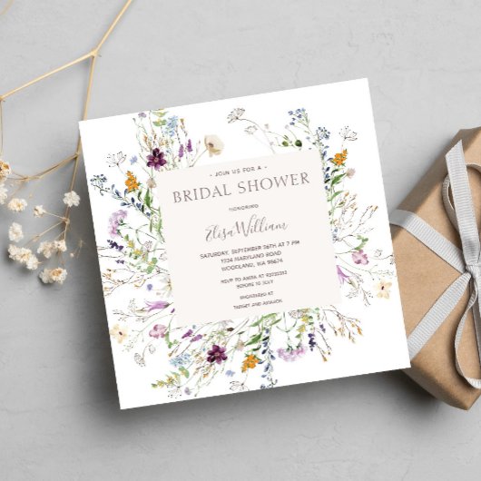 Vrijgezellenfeest Waterverf van wilde bloemen Kaart