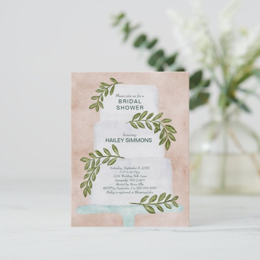 Vrijgezellenfeest Waterverf Wedding Cake Briefkaart (Staand voorkant)