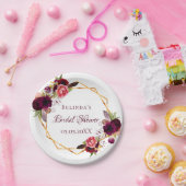 Vrijgezellenfeest waterverkleurde floralen bogundy papieren bordje (Feest)