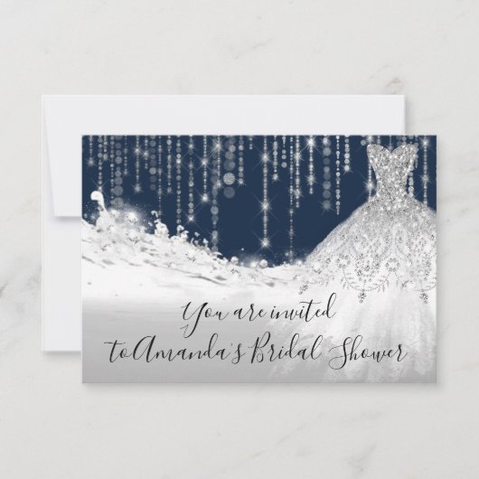 Vrijgezellenfeest Waves Glitter Gray Gray Navy Spa Kaart (Voorkant)