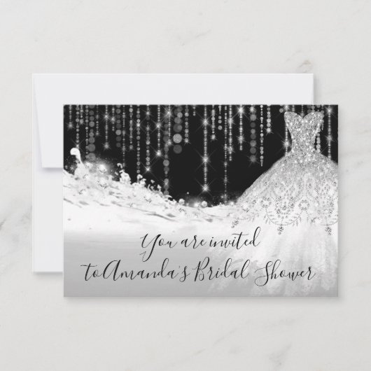 Vrijgezellenfeest Waves Glitter Gray Silver Black Kaart (Voorkant)