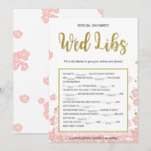 vrijgezellenfeest Wed Libs Card | Goud en roze Kaart (Voorkant / Achterkant)