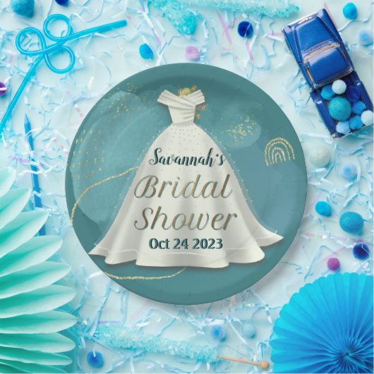 Vrijgezellenfeest Weddenschap Deep Blauwgroen Glit Papieren Bordje (Feest)