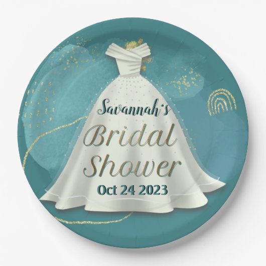 Vrijgezellenfeest Weddenschap Deep Blauwgroen Glit Papieren Bordje (Voorkant)