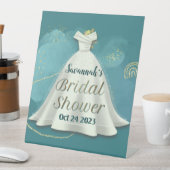 Vrijgezellenfeest Weddenschap Deep Blauwgroen Glit Reclamebord Met Voetstuk (Insitu)