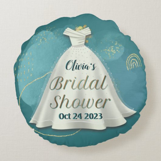 Vrijgezellenfeest Weddenschap Deep Blauwgroen Glit Rond Kussen (Achterkant)