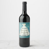 Vrijgezellenfeest Weddenschap Deep Blauwgroen Glit Wijn Etiket (Voorkant)