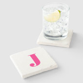 Vrijgezellenfeest Weddenschap Gift Pink Monogram N Stenen Onderzetter (Zijkant)