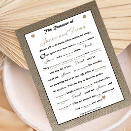 Vrijgezellenfeest Weddenschap Libs Game - Burlap