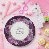 Vrijgezellenfeest Weddenschap Violet Paars Floral  Papieren Bordje (Feest)